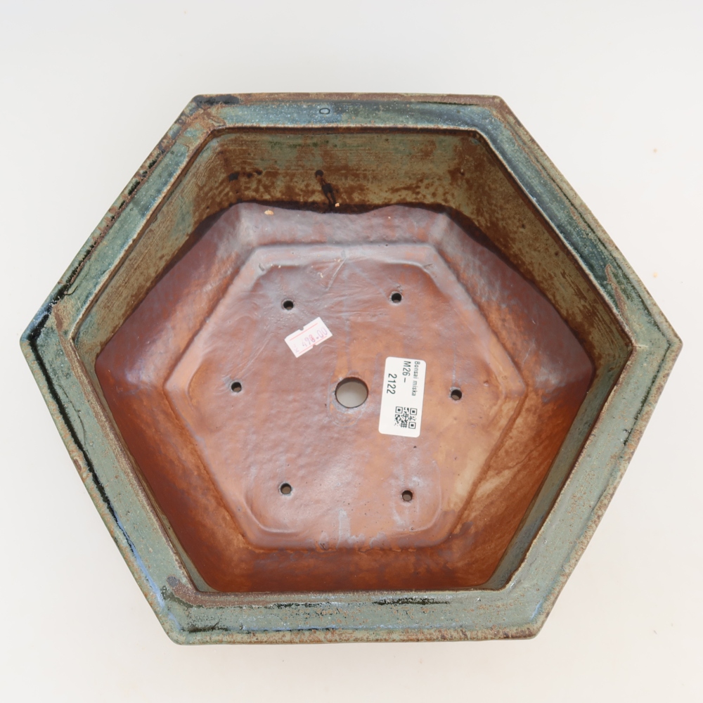 Keramische bonsaipot 28 x 24,5 x 9 cm, kleur bruingroen