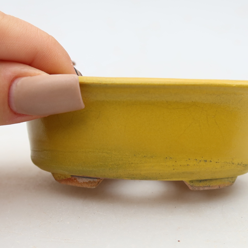 Keramische bonsaipot 9,5 x 6,5 x 3 cm, kleur: geel