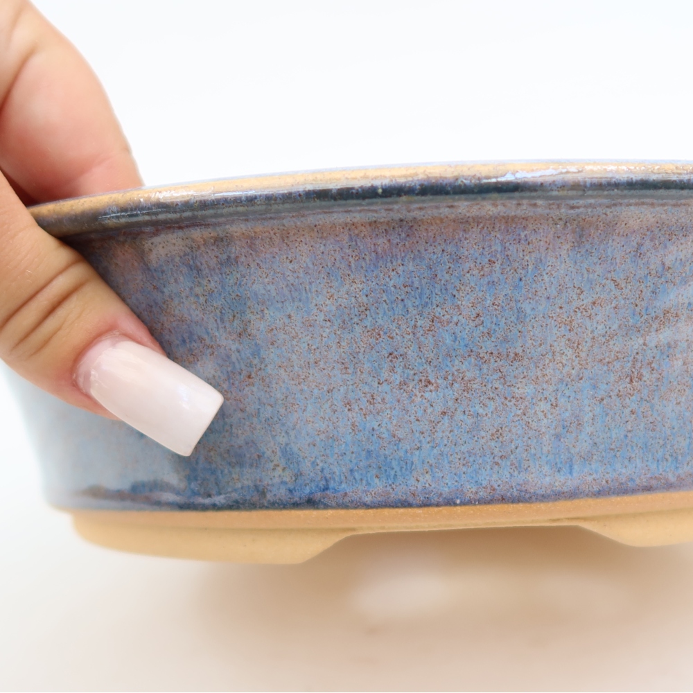 Keramische bonsaipot 23,5 x 23,5 x 6 cm, kleur: blauw
