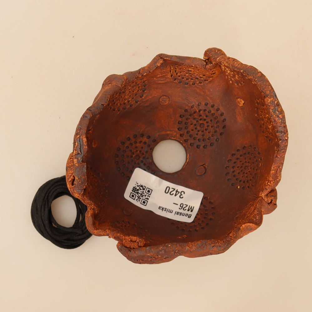 Keramische schaal voor kokedama, 10 x 9 x 9 cm, kleur: bruin