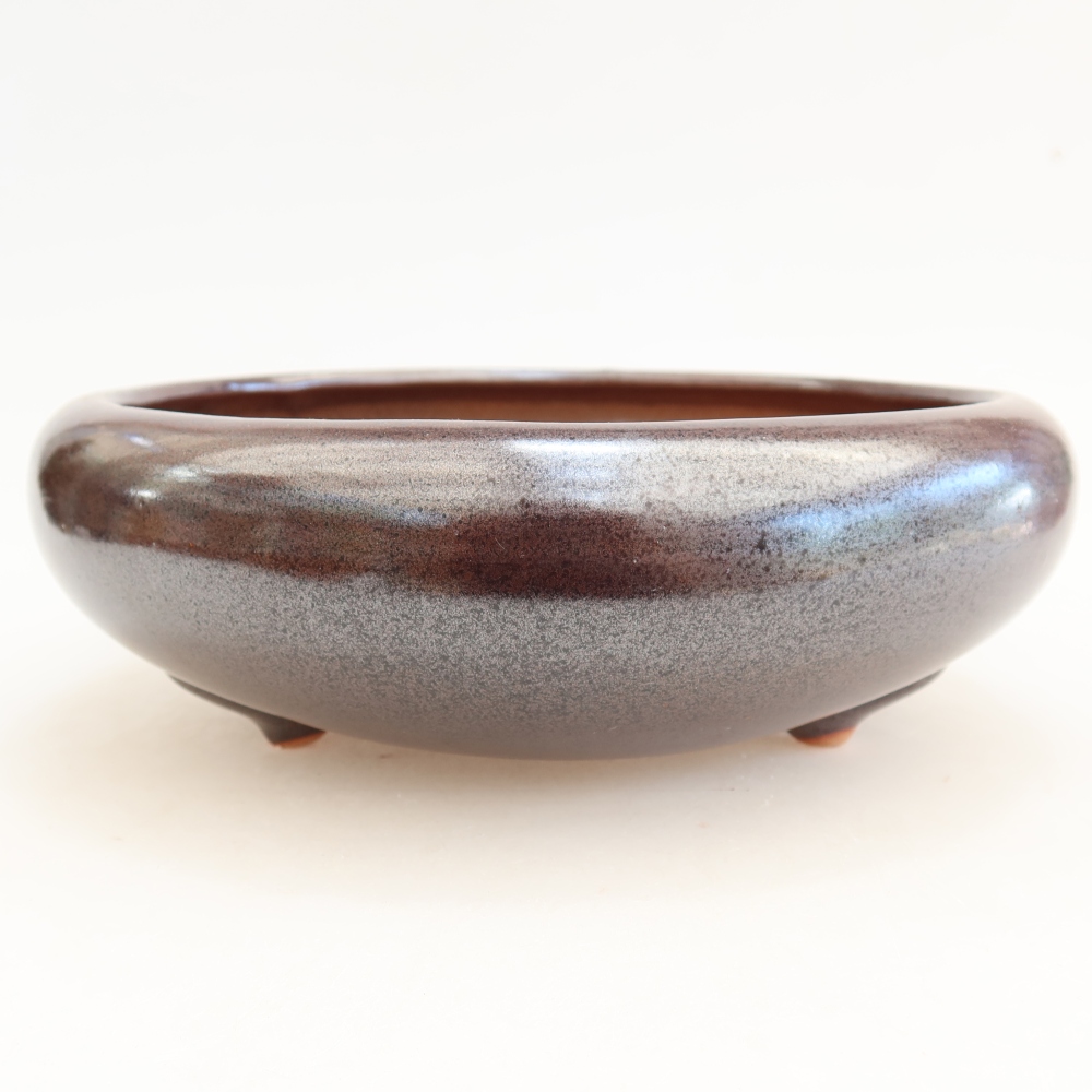 Keramische bonsaipot 20,5 x 20,5 x 7 cm, kleur bruin