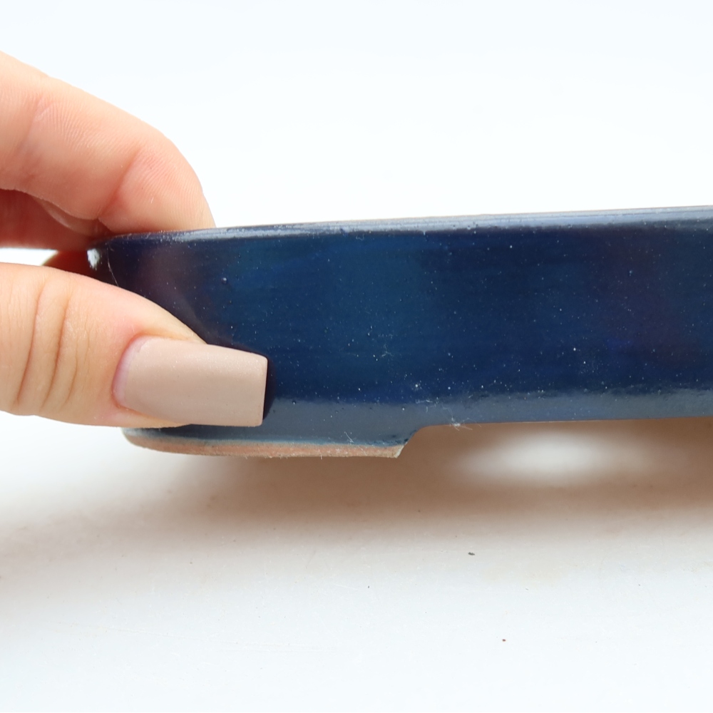Bonsaischaal van keramiek 16 x 11 x 3,5 cm, kleur blauw