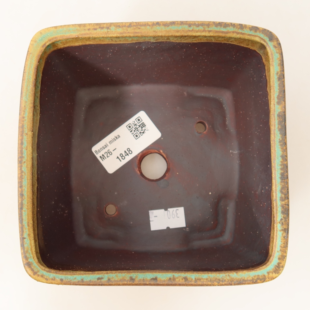 Bonsaischaal van keramiek 13 x 13 x 8 cm, groen