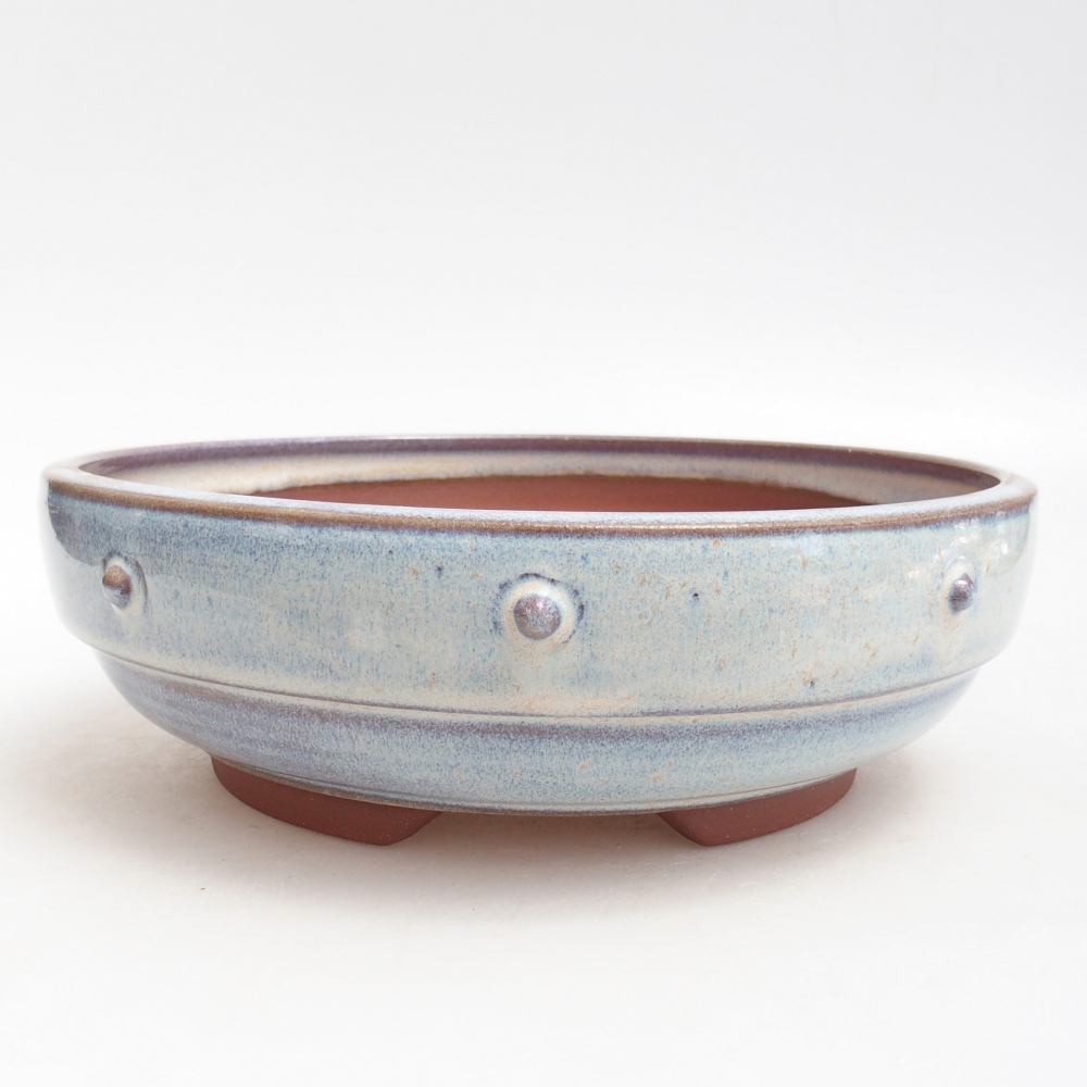 Bonsaischaal van keramiek 21 x 21 x 6,5 cm, kleur blauw