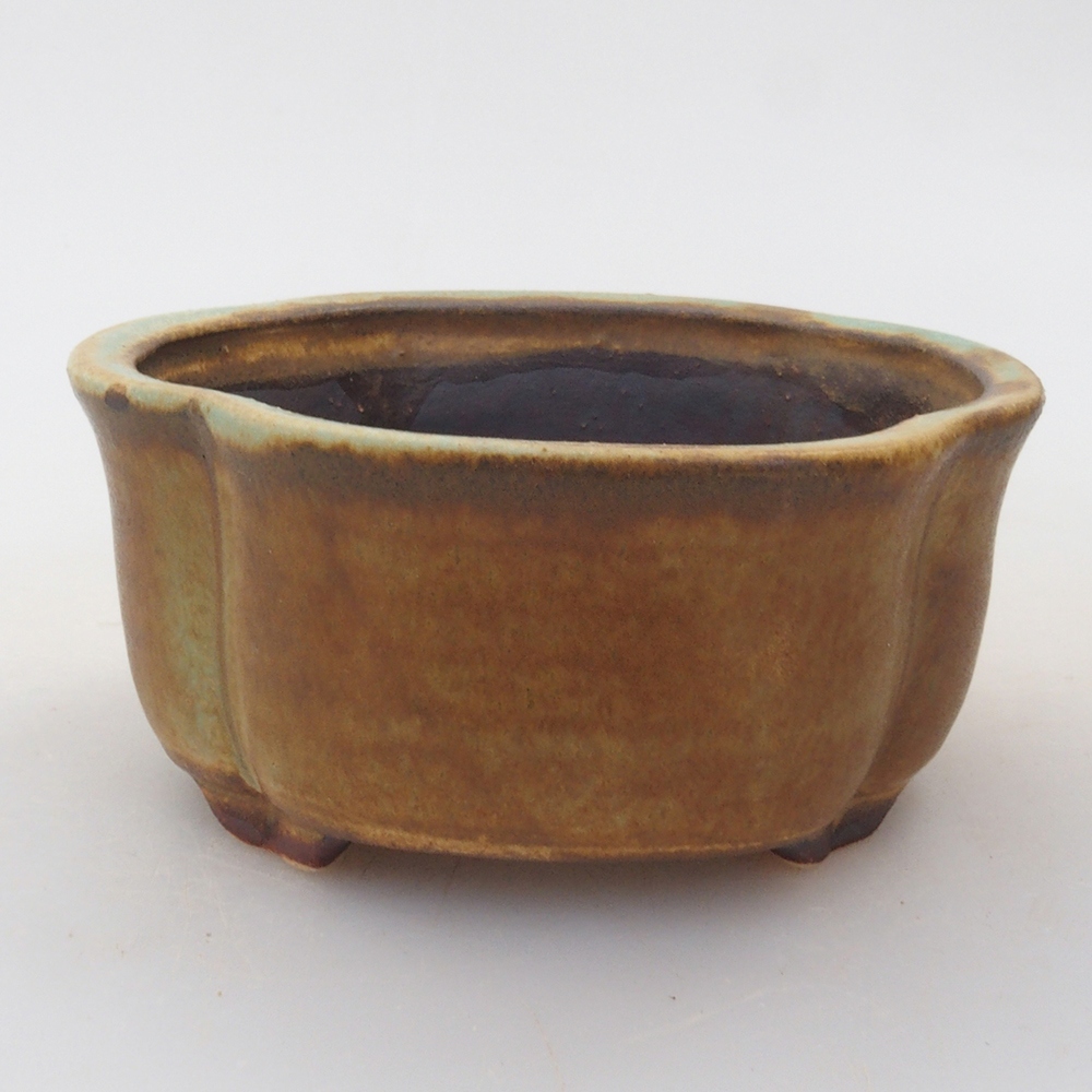 Bonsaischaal van keramiek 7,5 x 7 x 3,5 cm, bruin