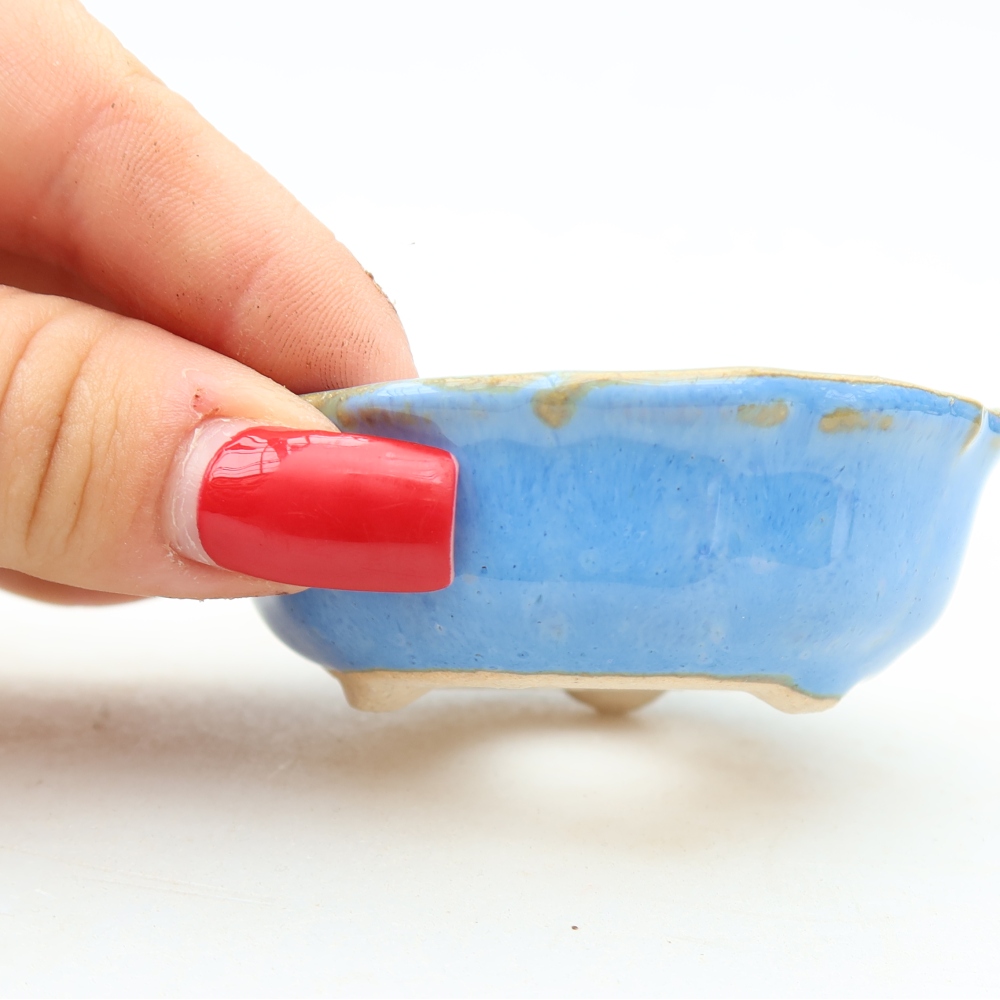 Keramische bonsaischaal 7 x 7 x 2,5 cm, kleur: blauw