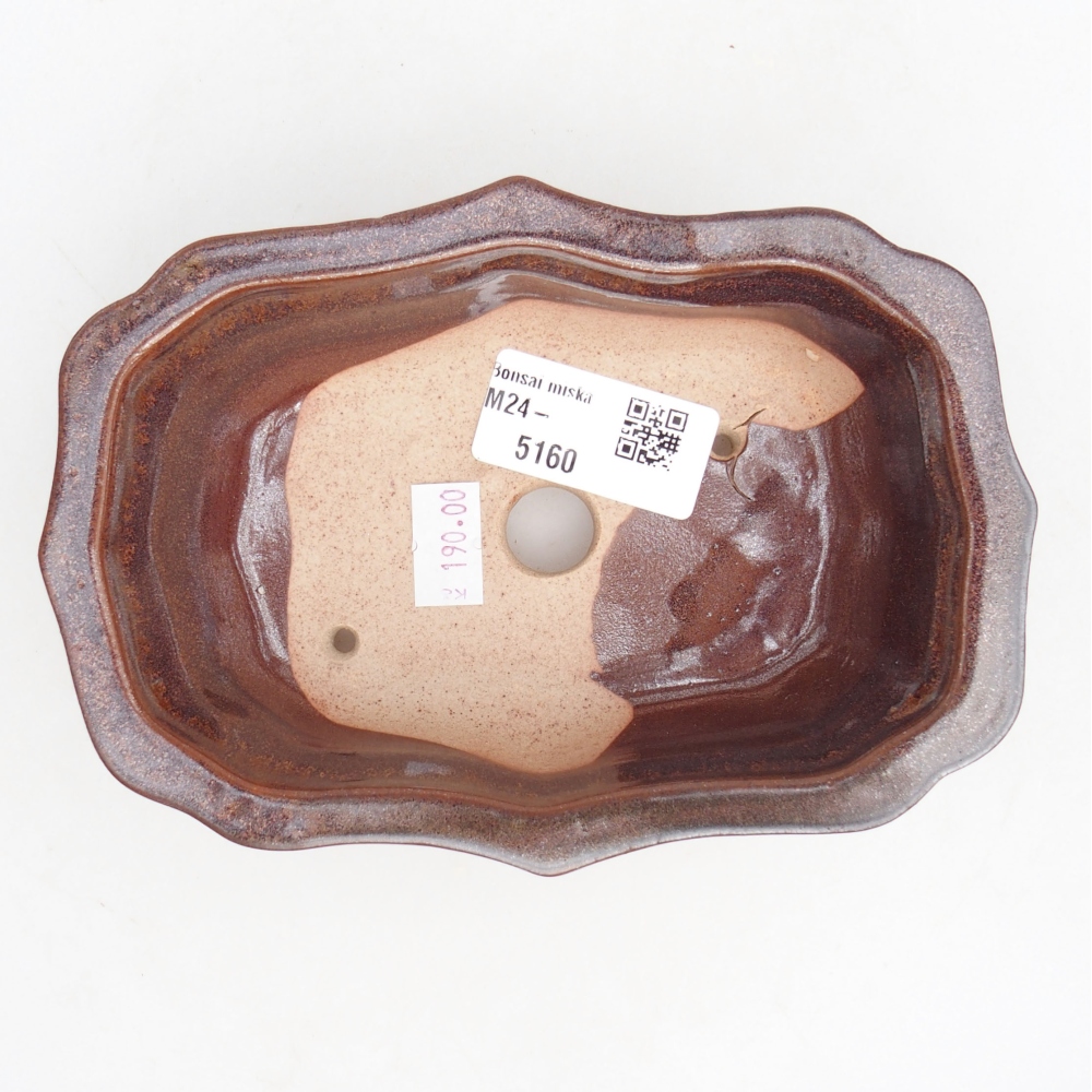Bonsaischaal van keramiek 15,5 x 11,5 x 4,5 cm, bruin