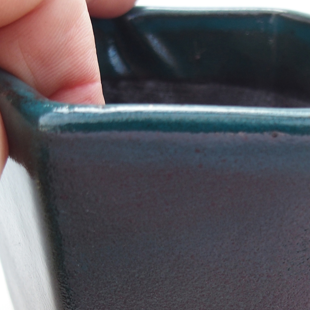 Bonsaischaal van keramiek 9 x 9 x 8 cm, groen