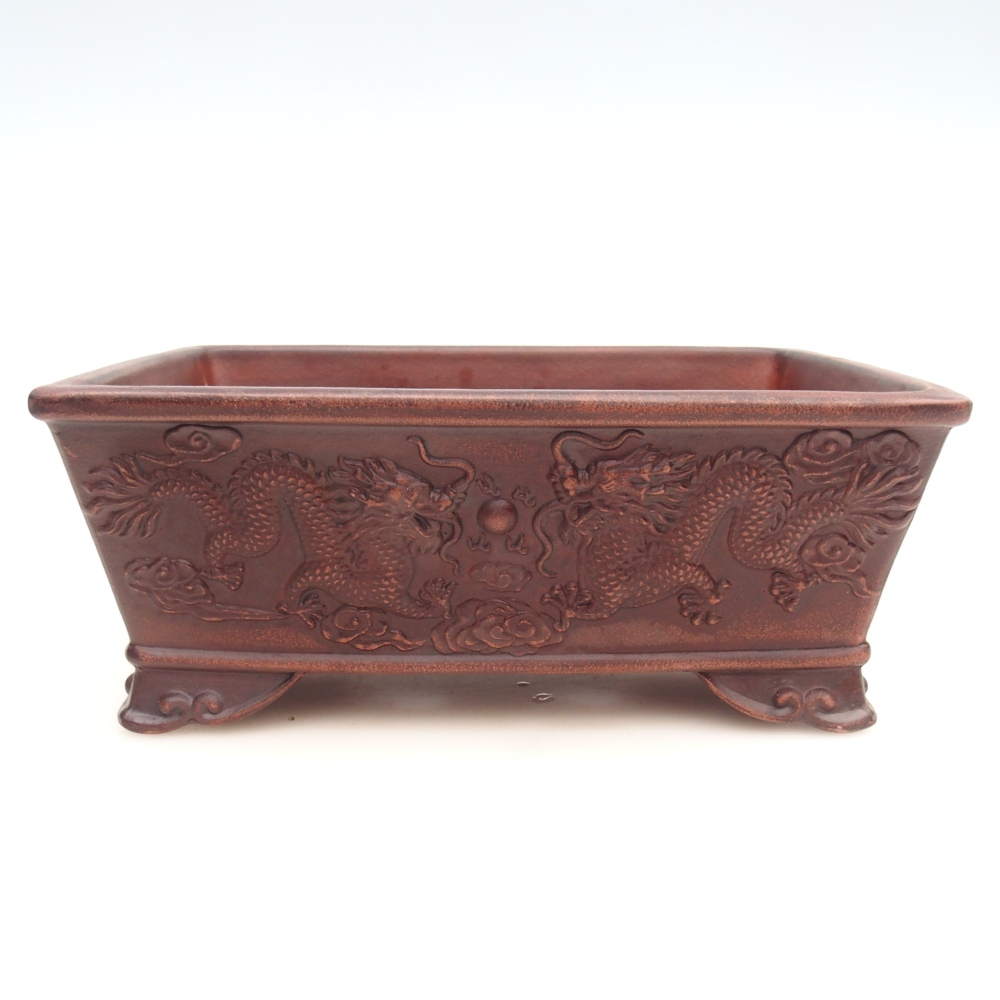 Bonsaischaal van keramiek 28 x 20,5 x 11 cm, bruin