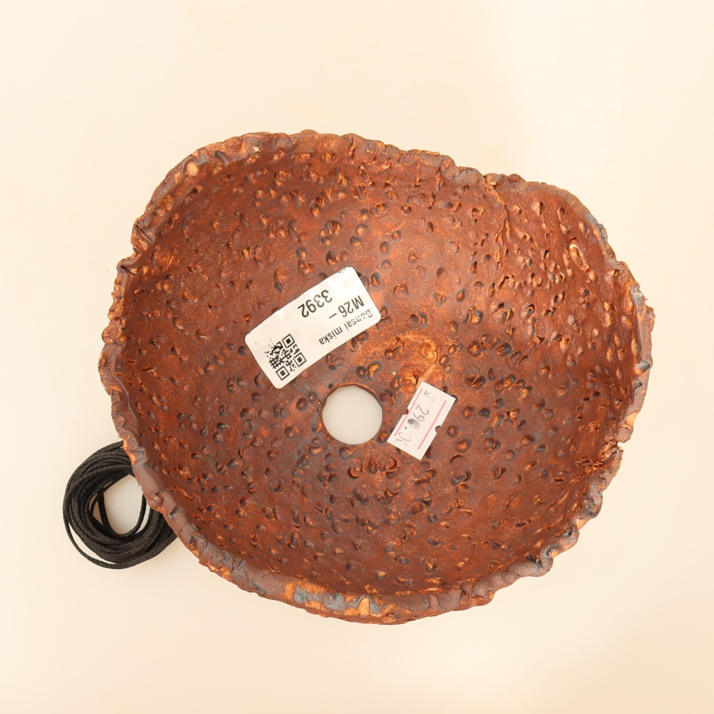 Keramische schaal voor Kokedama, 14 x 13 x 9 cm, kleur: bruin