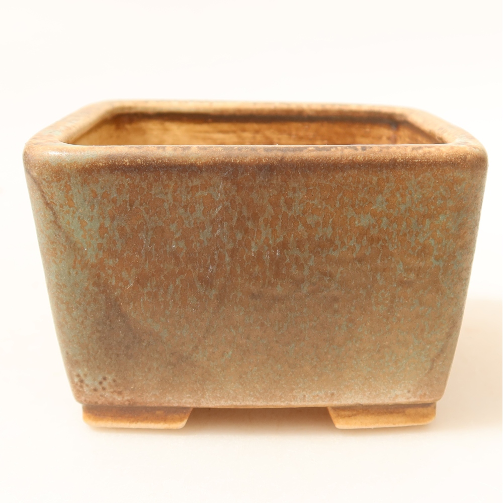 Bonsaischaal van keramiek 8,5 x 8,5 x 5,5 cm, groen