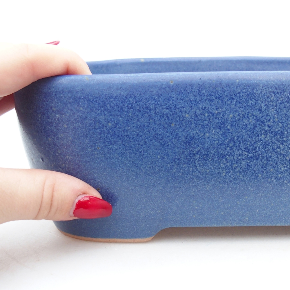 Bonsaischaal van keramiek 23 x 17 x 7,5 cm, kleur blauw