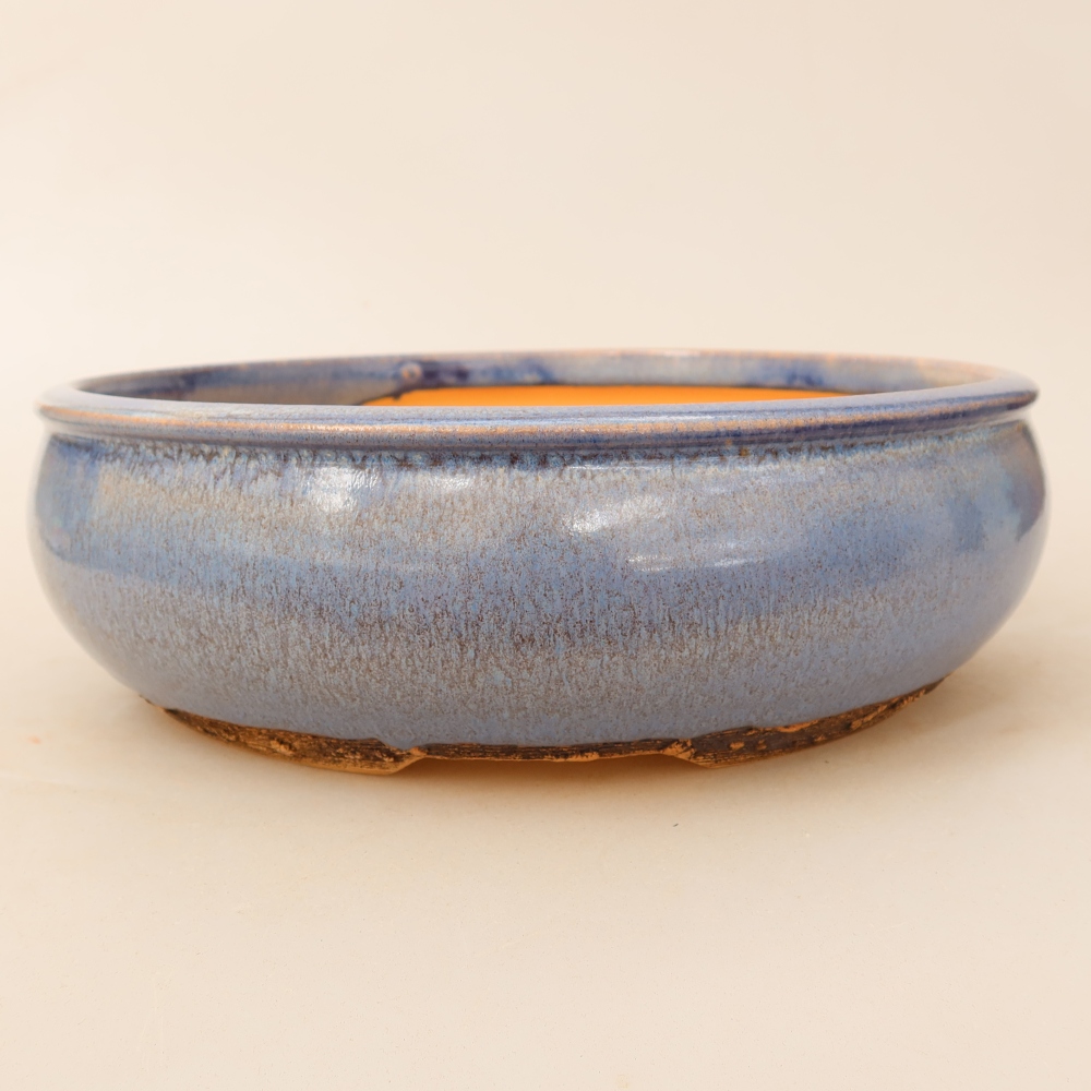 Bonsaischaal van keramiek 24 x 24 x 8 cm, kleur blauw