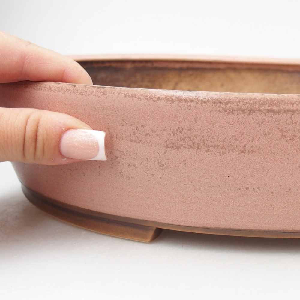 Bonsaischaal van keramiek 31,5 x 27,5 x 6 cm, roze