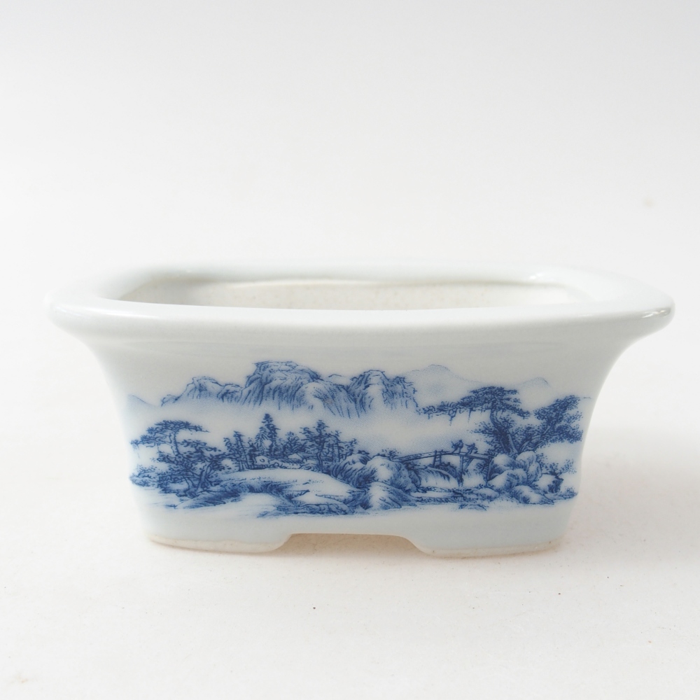 Mini bonsaischaal 10 x 7,5 x 4 cm, kleur wit