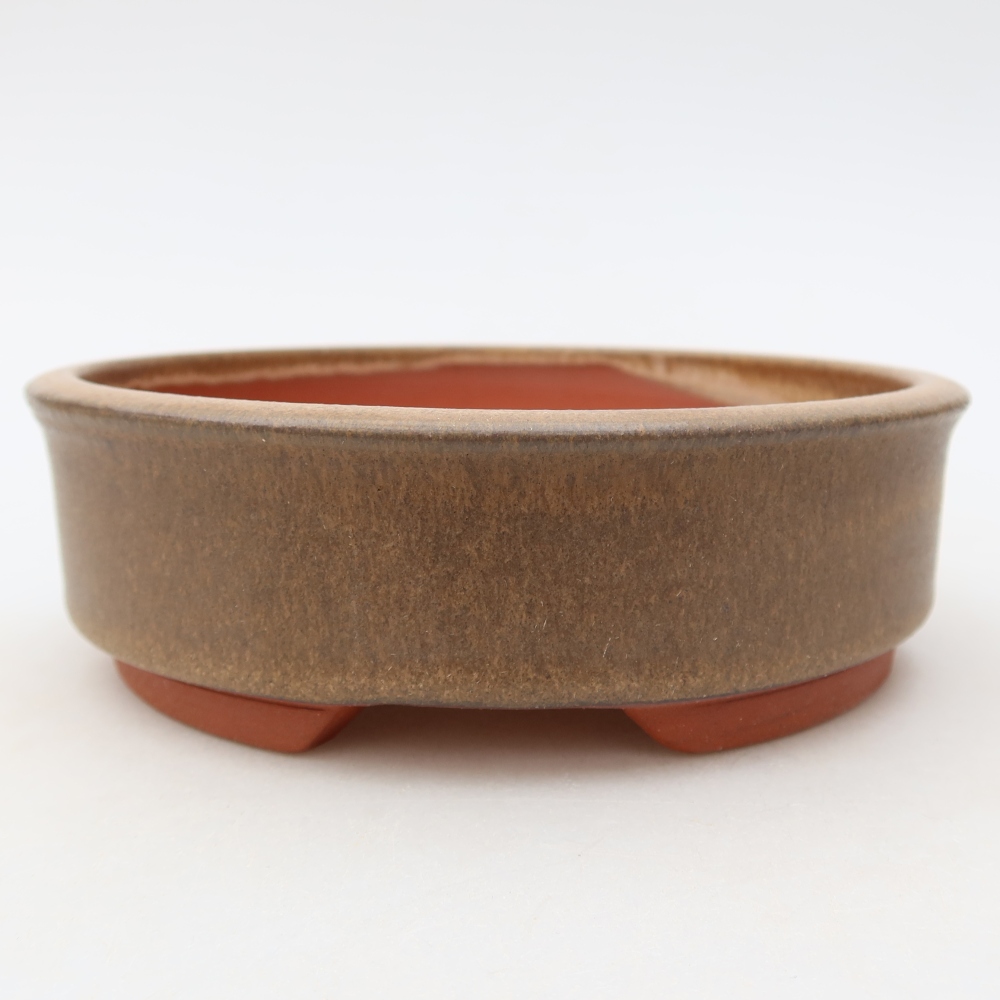 Keramische bonsaischaal 14,5 x 14,5 x 4,5 cm, kleur bruin