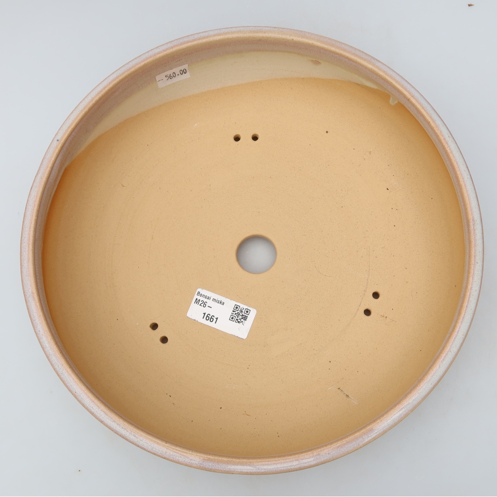 Keramische bonsaischaal 25,5 x 25,5 x 6,5 cm, kleur: beige