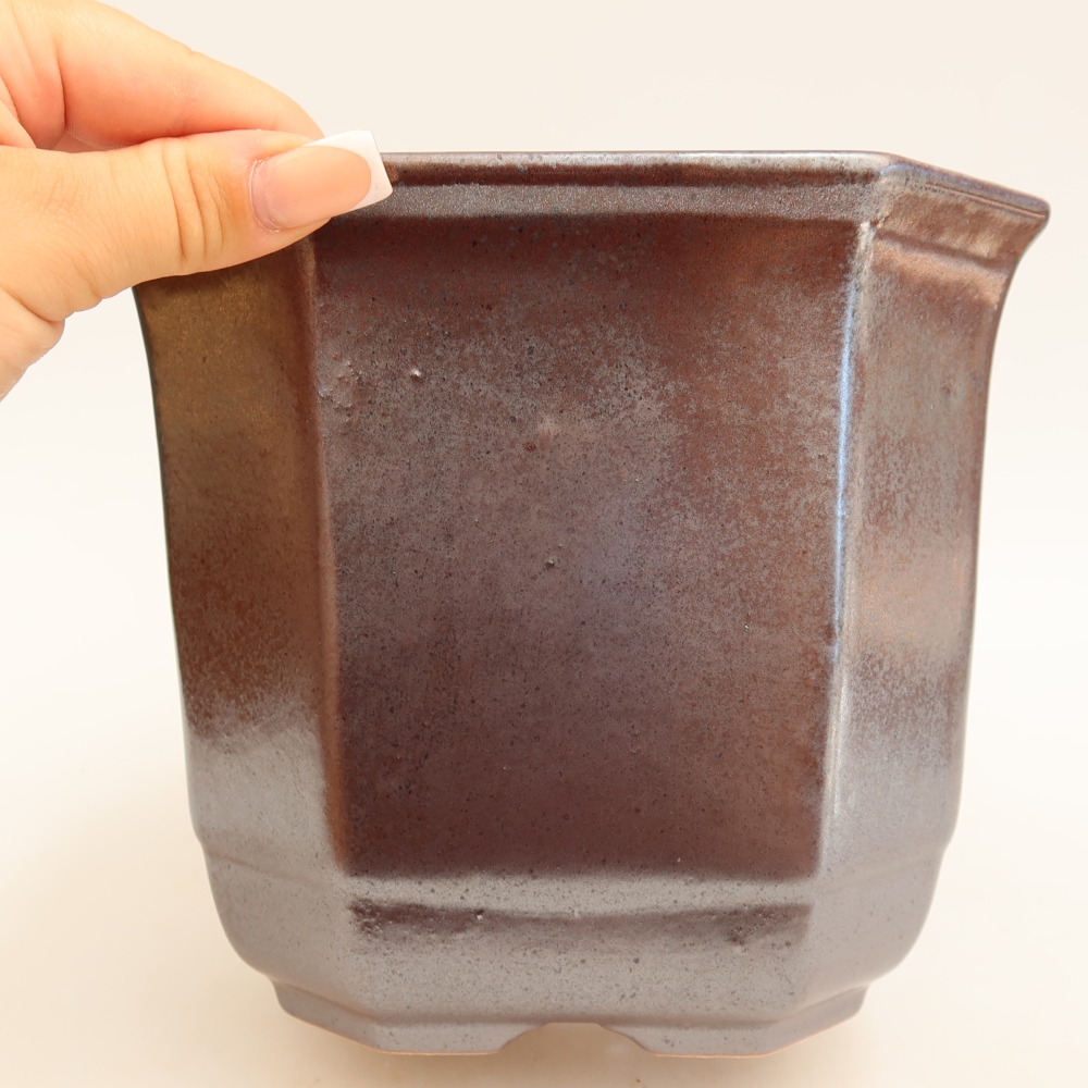 Keramische bonsaipot 17,5 x 17,5 x 15,5 cm, metaalachtige kleur