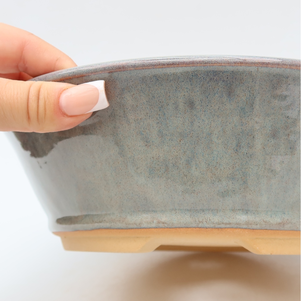 Keramische bonsaischaal 24,5 x 24,5 x 7,5 cm, kleur grijs
