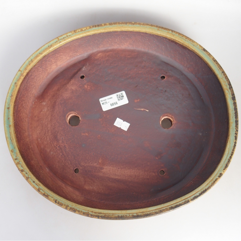 Bonsaischaal van keramiek 31,5 x 27,5 x 6,5 cm, groen