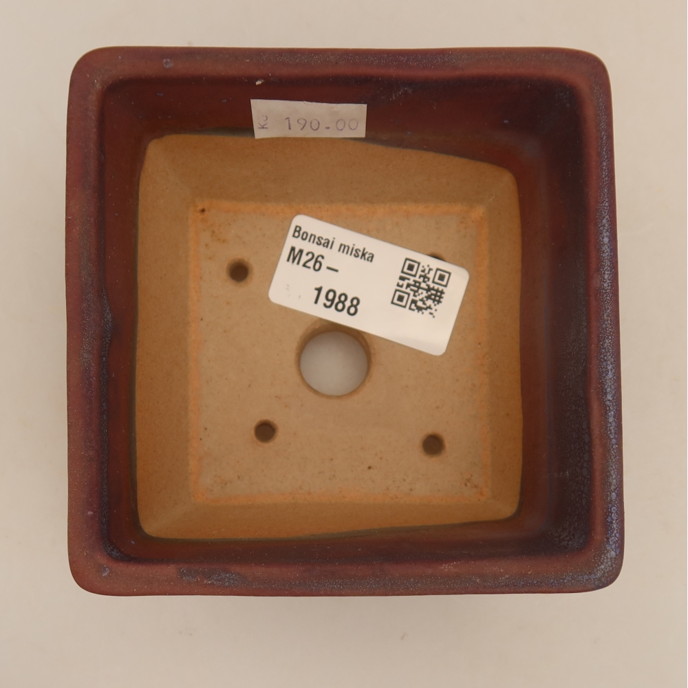 Keramische bonsaipot 9,5 x 9,5 x 5,5 cm, kleur paars