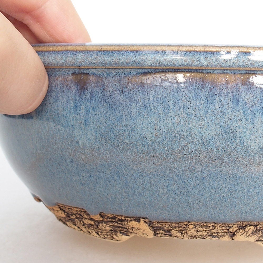Bonsaischaal van keramiek 19 x 19 x 7 cm, kleur blauw