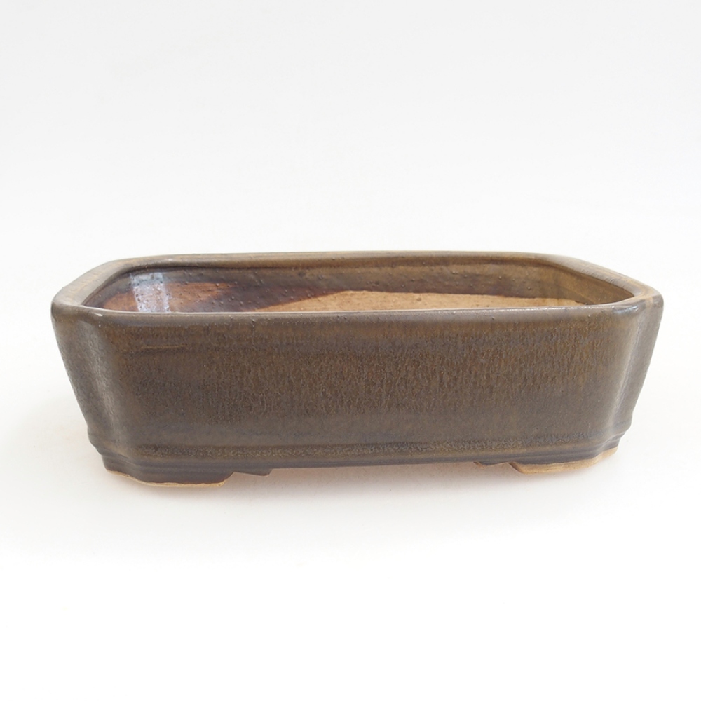 Bonsaischaal van keramiek 21 x 18 x 6 cm, bruin
