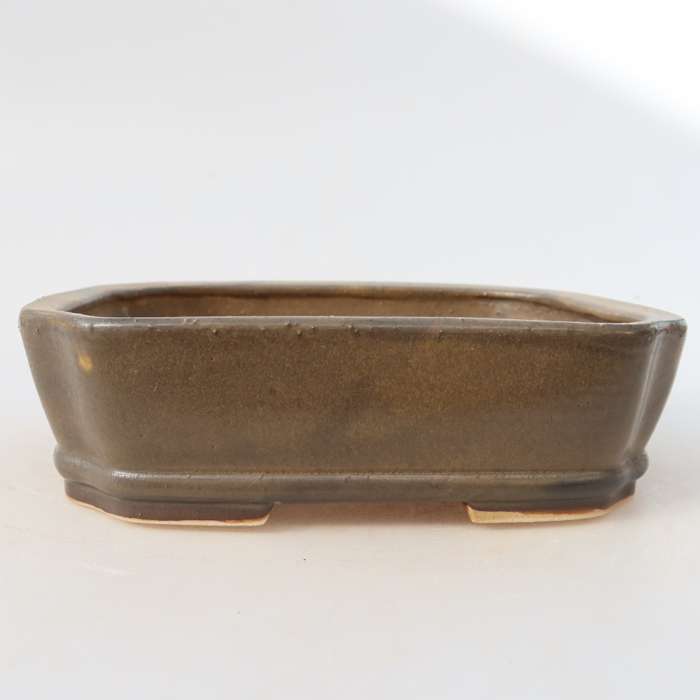 Bonsaischaal van keramiek 17,5 x 14,5 x 5 cm, bruin