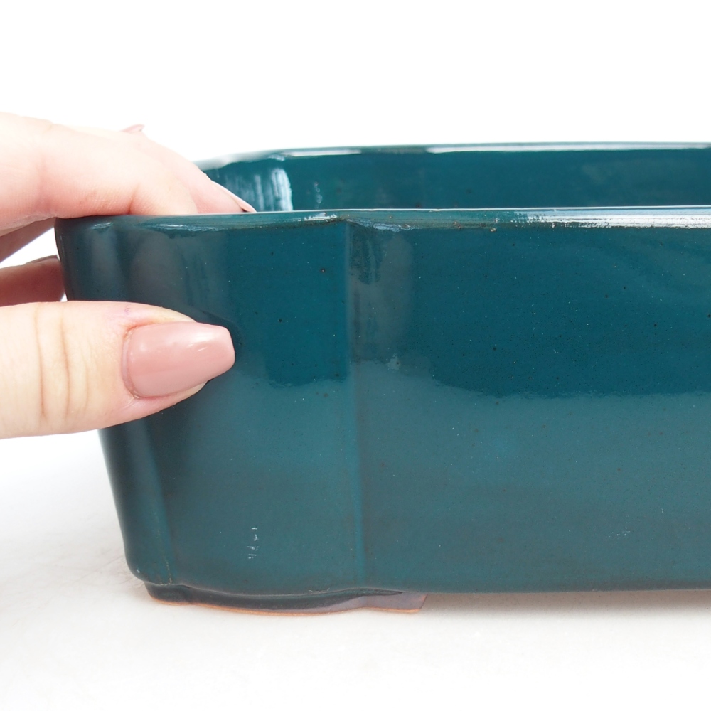 Bonsaischaal van keramiek 21 x 18 x 7 cm, groen