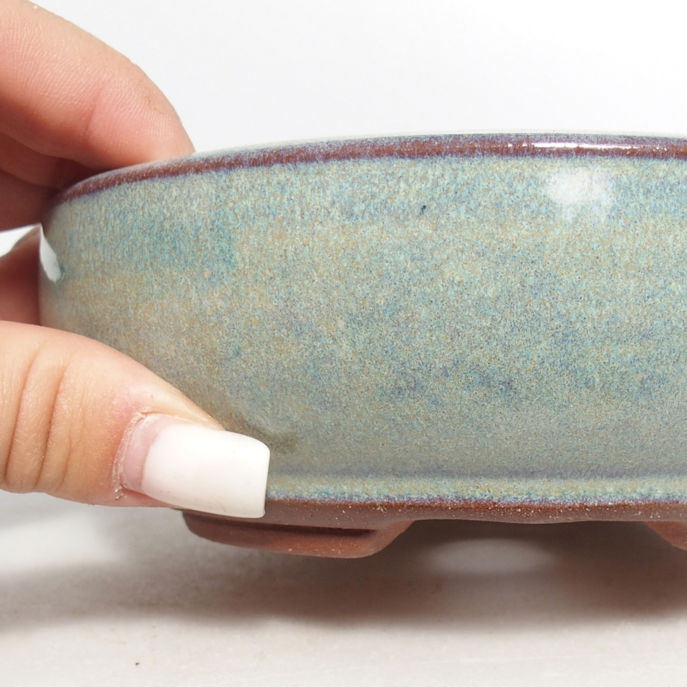 Bonsaischaal van keramiek 14,5 x 14,5 x 5 cm, groen