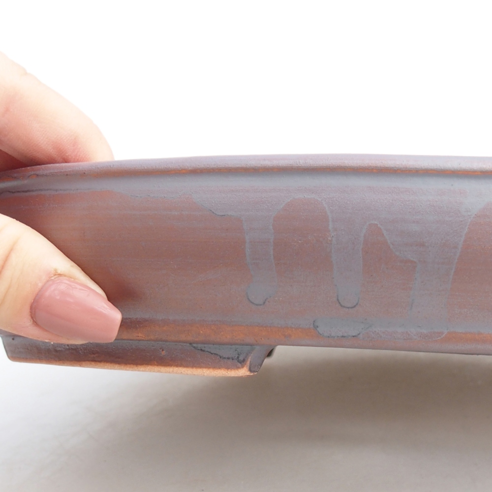 Bonsaischaal van keramiek 24,5 x 20 x 4 cm, metaalkleur