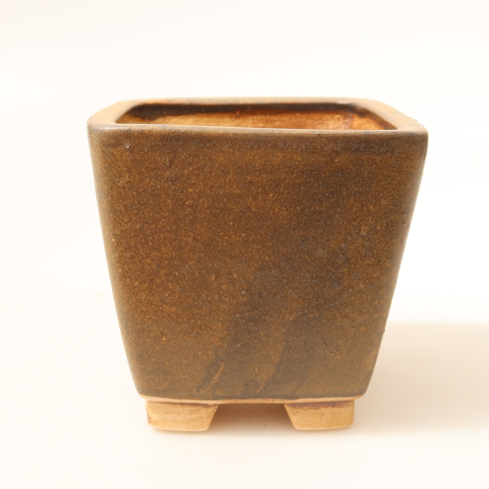 Bonsaischaal van keramiek 7,5 x 7,5 x 7,5 cm, bruin