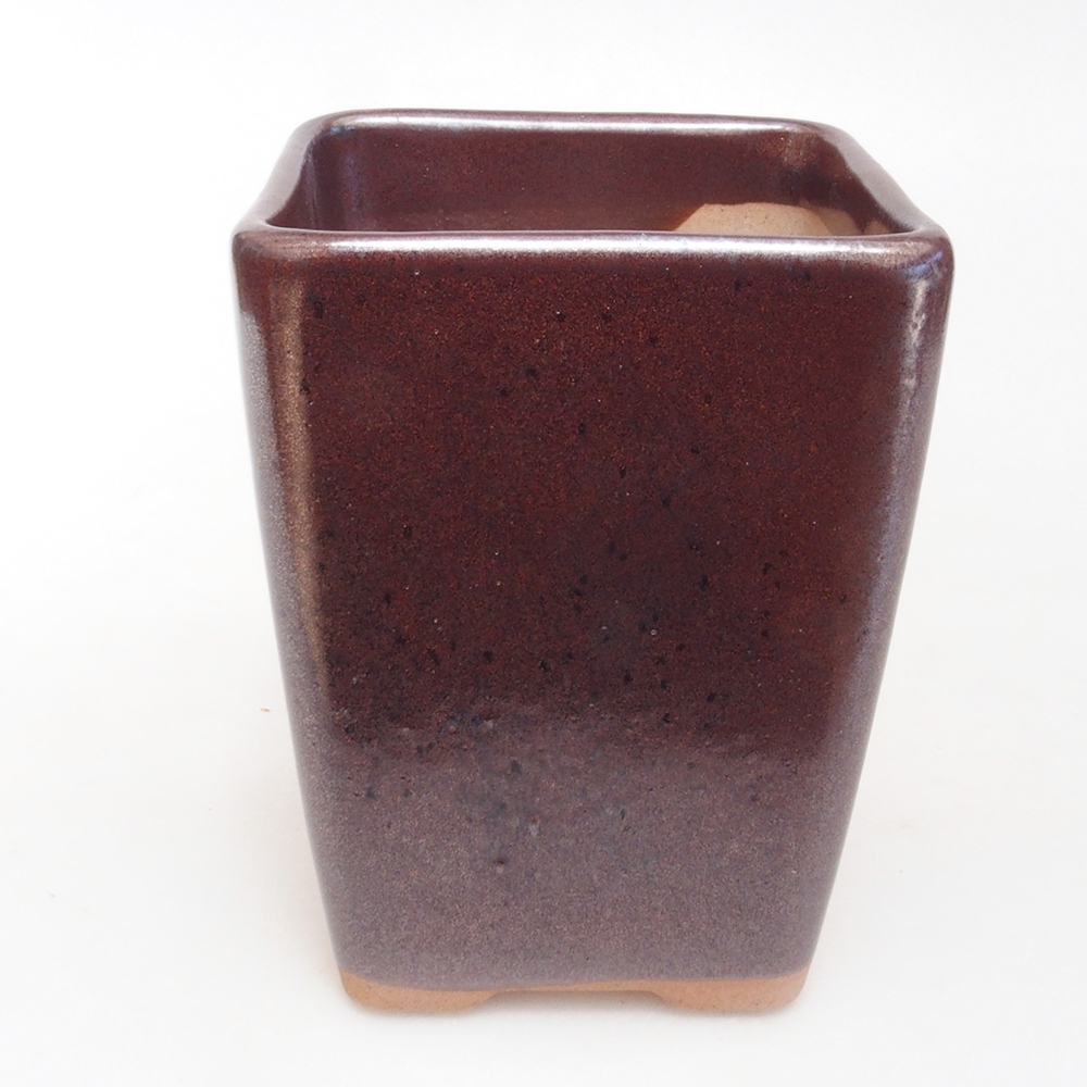 Bonsaischaal van keramiek 8,5 x 8,5 x 11 cm, bruin