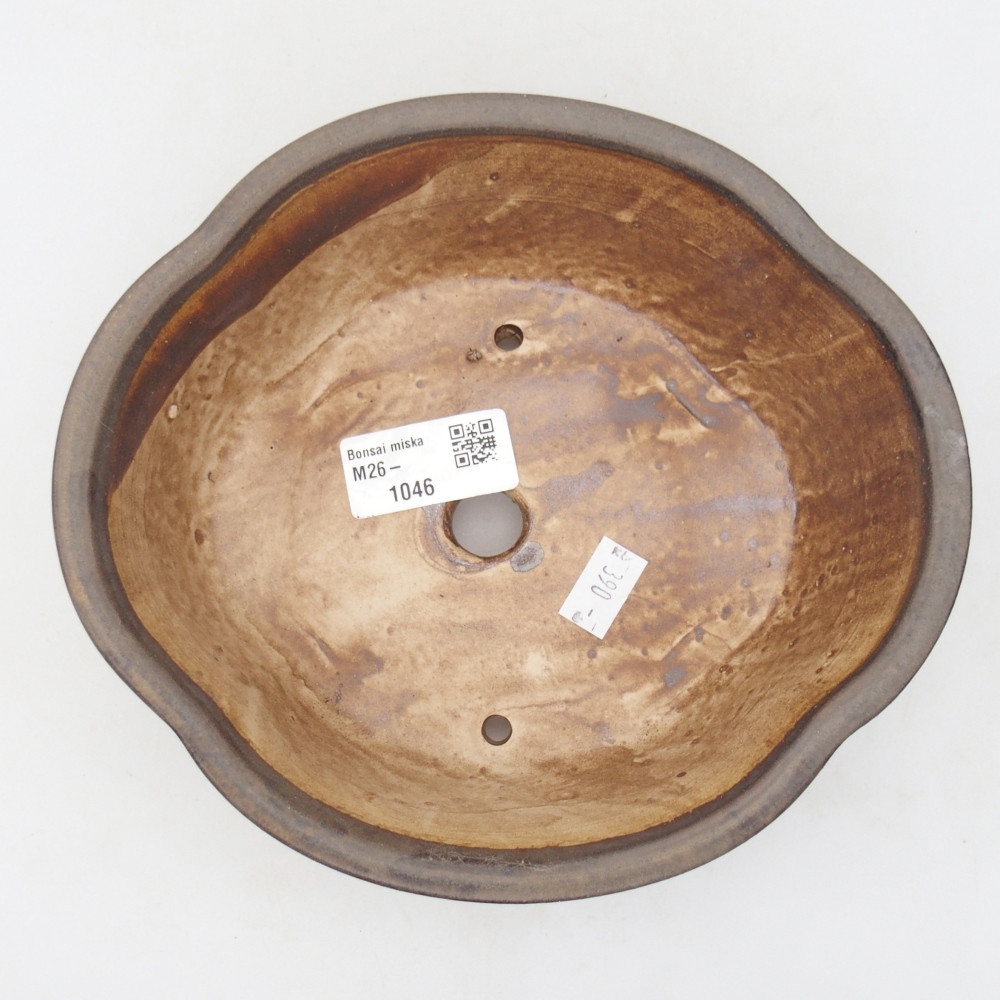 Bonsaischaal van keramiek 18,5 x 17 x 6 cm, bruin