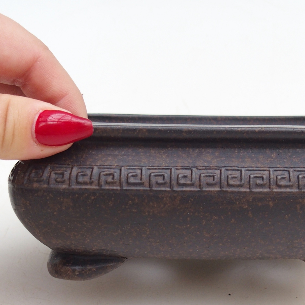 Bonsaischaal van keramiek 14,5 x 10 x 5,5 cm, kleur okerbruin