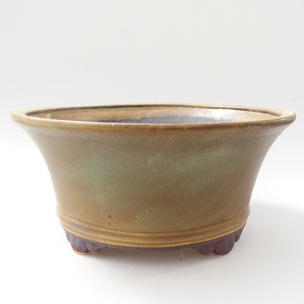 Bonsaischaal van keramiek 24 x 24 x 11,5 cm, groen