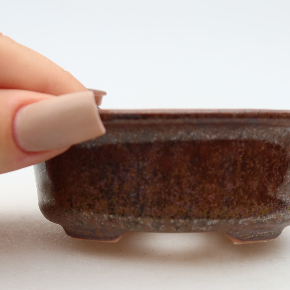 Keramische bonsaischaal 9,5 x 6,5 x 3 cm, kleur bruin