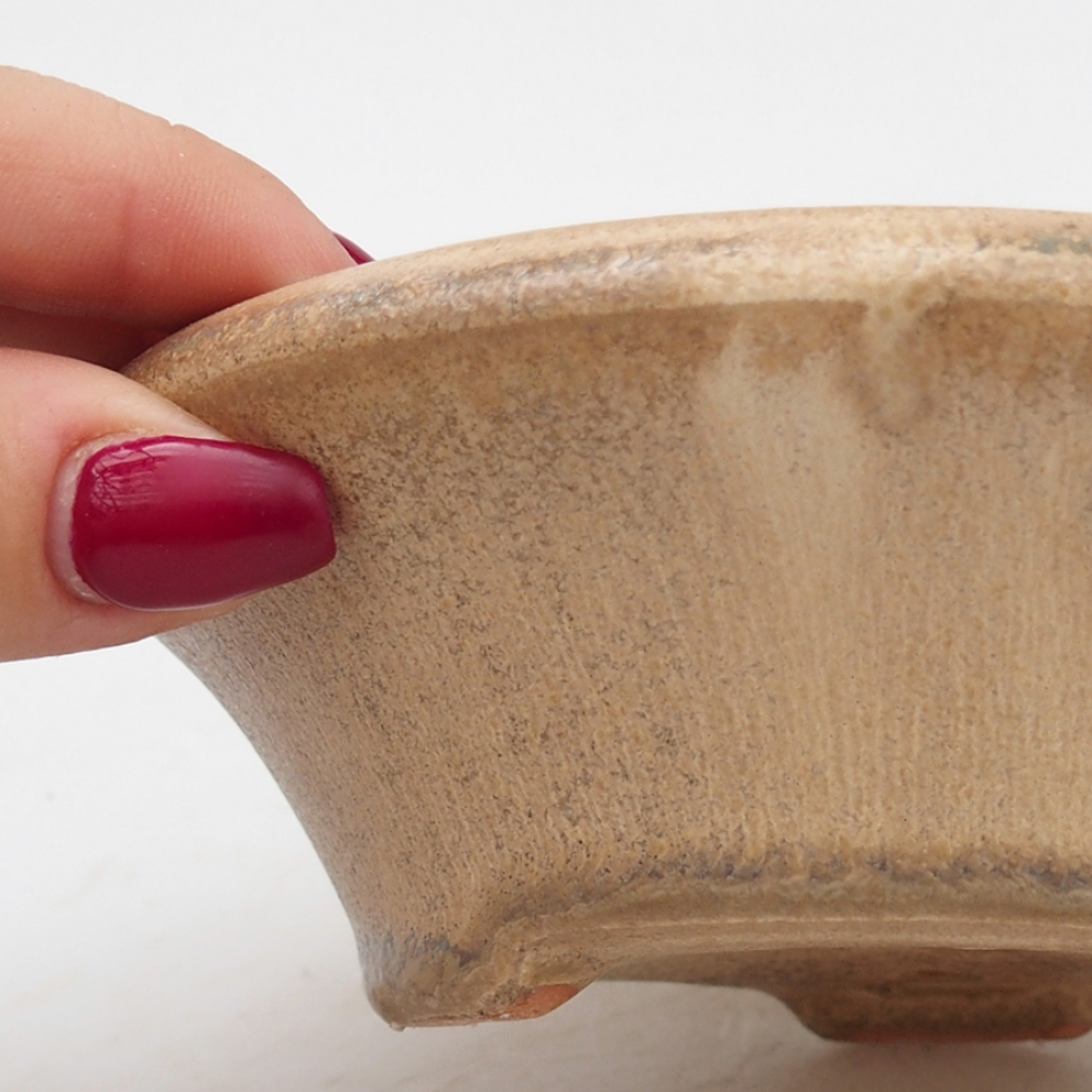 Bonsaischaal van keramiek 13,5 x 13,5 x 4,5 cm, kleur beige
