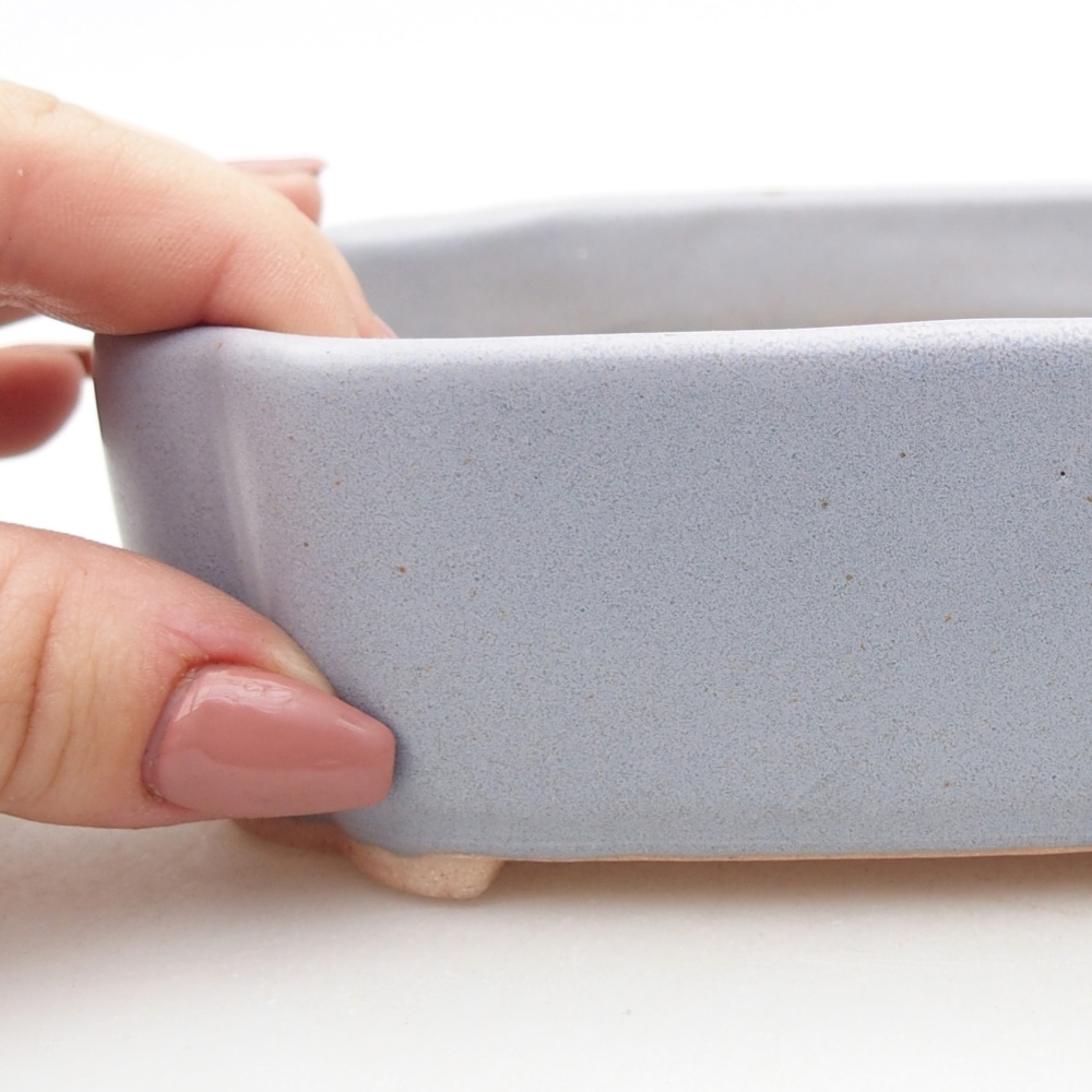 Bonsaischaal van keramiek 15,5 x 11,5 x 4 cm, kleur blauw