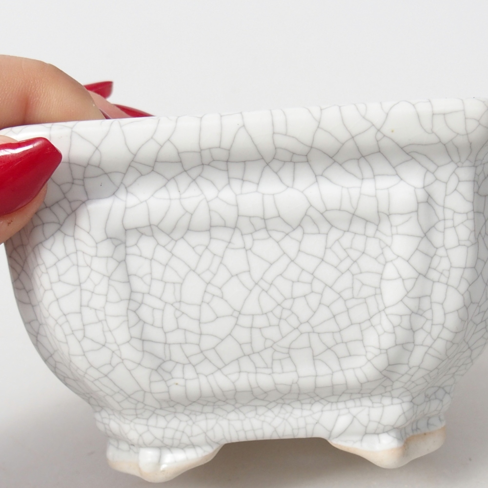 Bonsaischaal van keramiek 11 x 11 x 7 cm, raku kleur