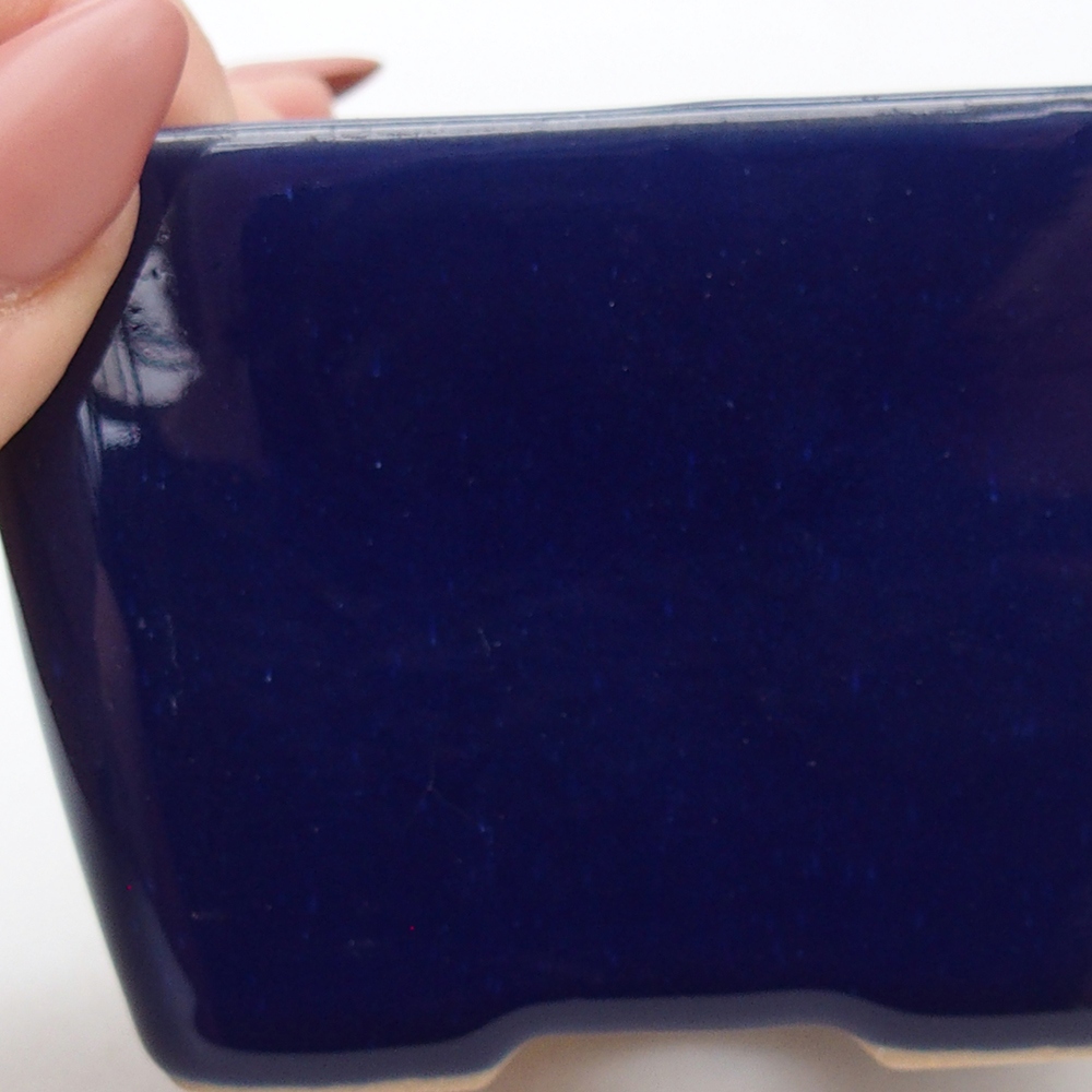Bonsaischaal van keramiek 8,5 x 8,5 x 6 cm, kleur blauw
