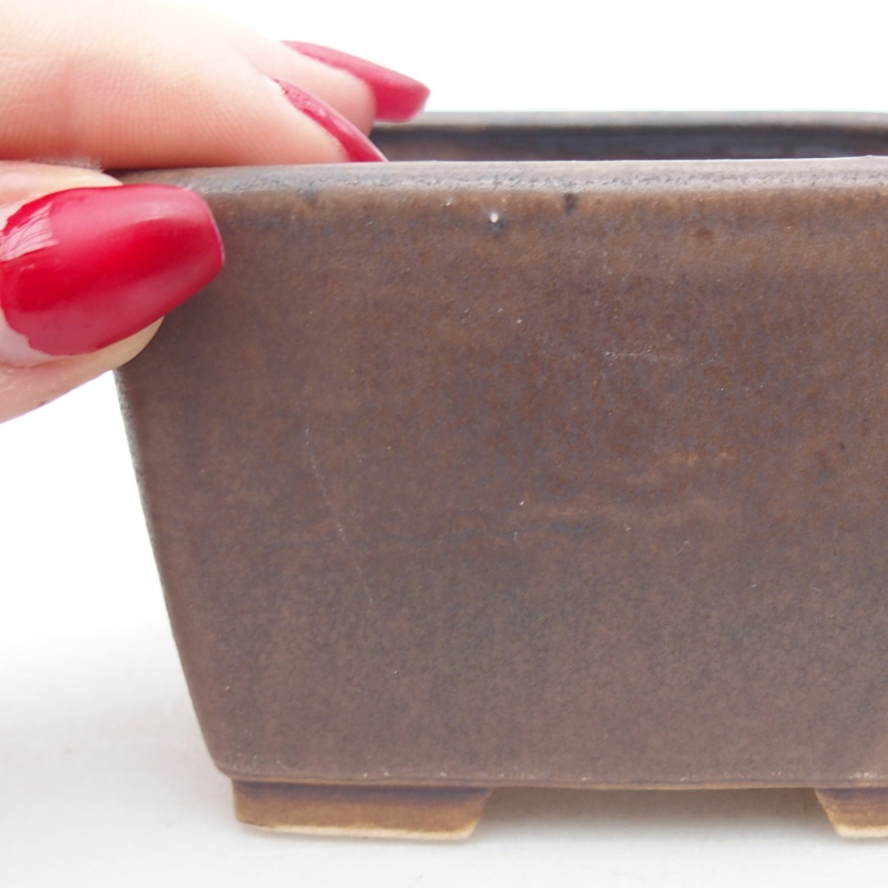 Bonsaischaal van keramiek 8,5 x 8,5 x 5,5 cm, bruin