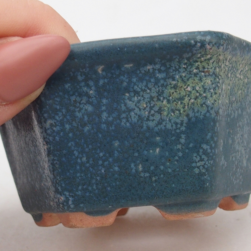 Bonsaischaal van keramiek 7,5 x 7 x 4 cm, kleur blauw