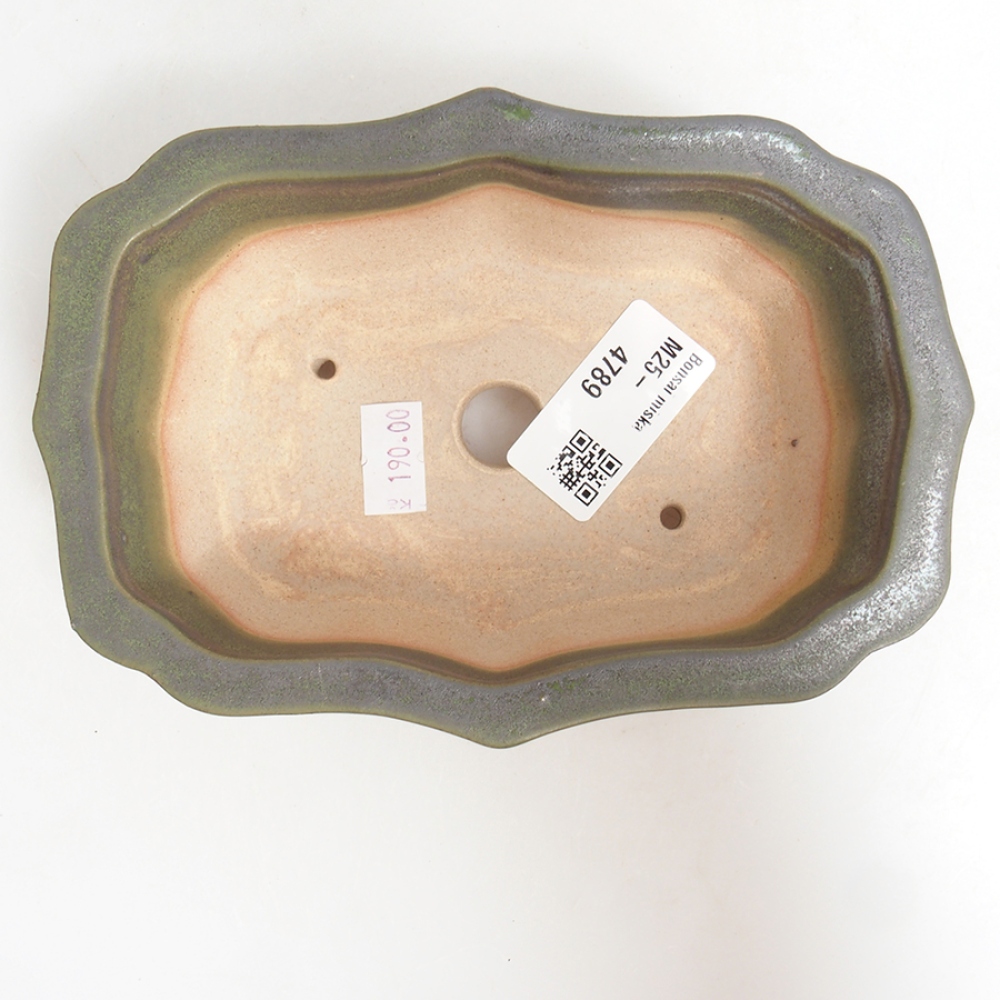 Bonsaischaal van keramiek 15,5 x 11,5 x 4,5 cm, groen