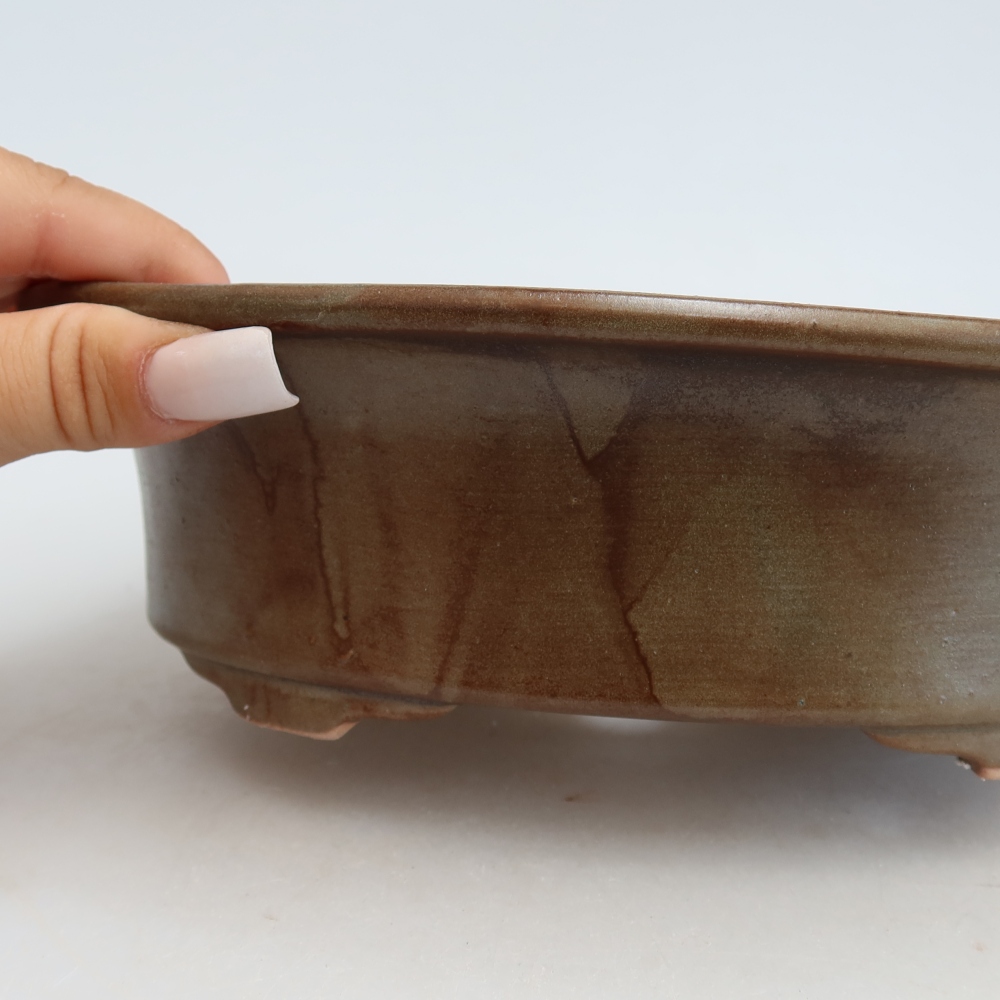 Keramische bonsaipot 22 x 17,5 x 6,5 cm, kleur bruin