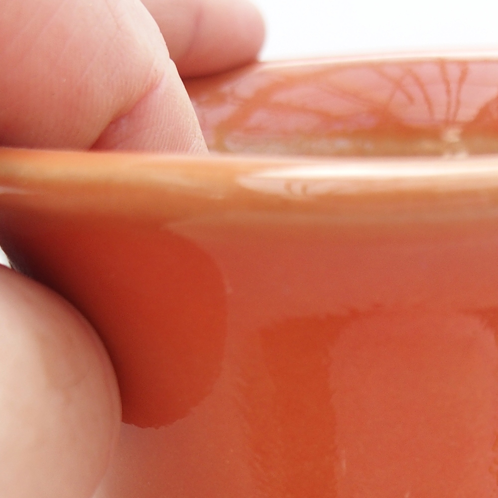 Bonsaischaal van keramiek 9 x 9 x 5 cm, oranje