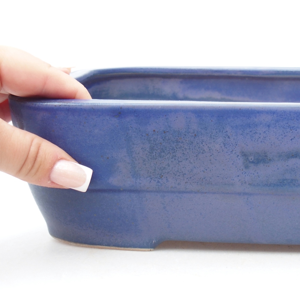 Bonsaischaal van keramiek 27,5 x 20,5 x 7,5 cm, kleur blauw