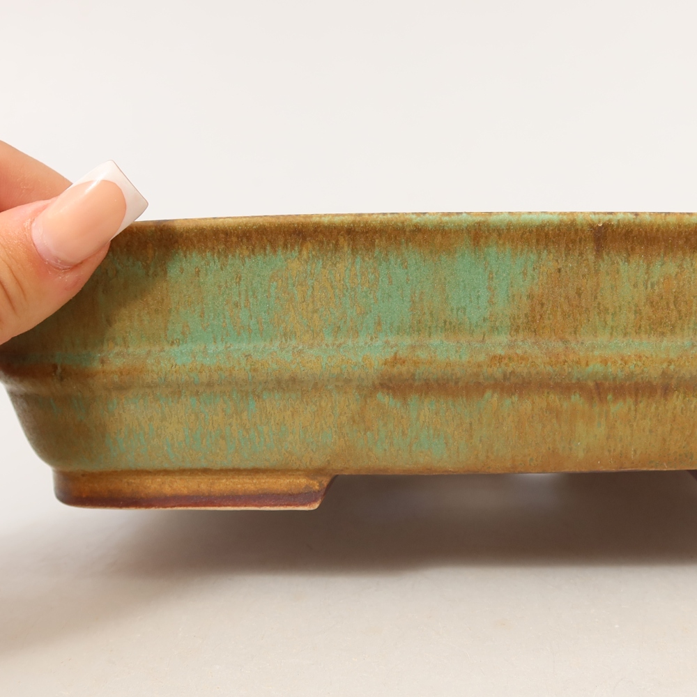 Keramische bonsaipot 22,5 x 18 x 6 cm, kleur groen