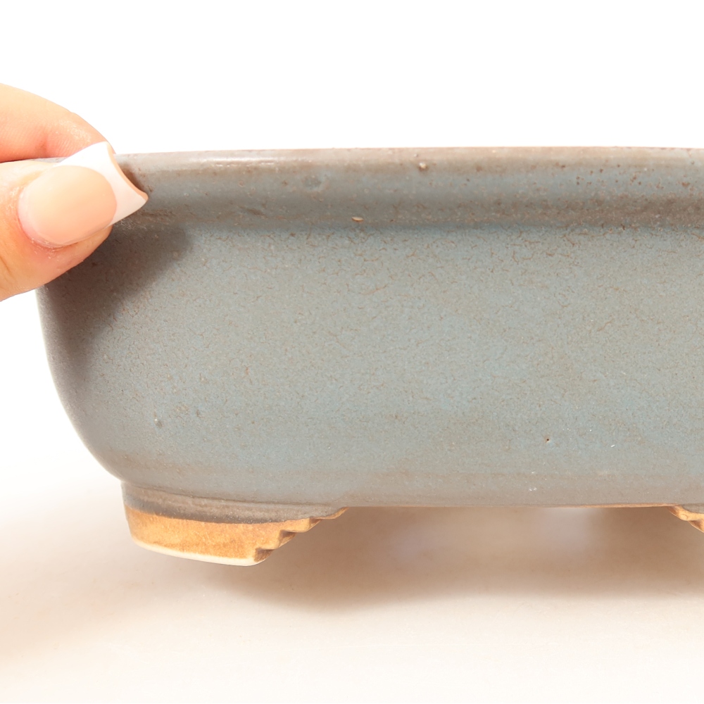 Keramische bonsaipot 20,5 x 16,5 x 7 cm, kleur: blauw