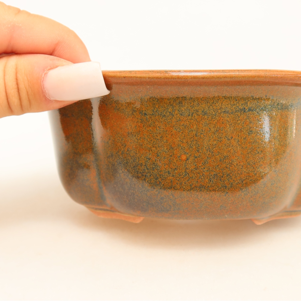 Keramische bonsaipot 13,5 x 11 x 6 cm, kleur bruin